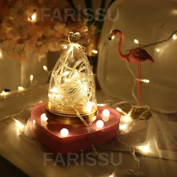 Fişli Peri LED Işık | Gün Işığı Renk | 10 Metre 100 LED Şeffaf Kablo | 8 Modlu Dış Mekan Dekoratif Aydınlatma - 5