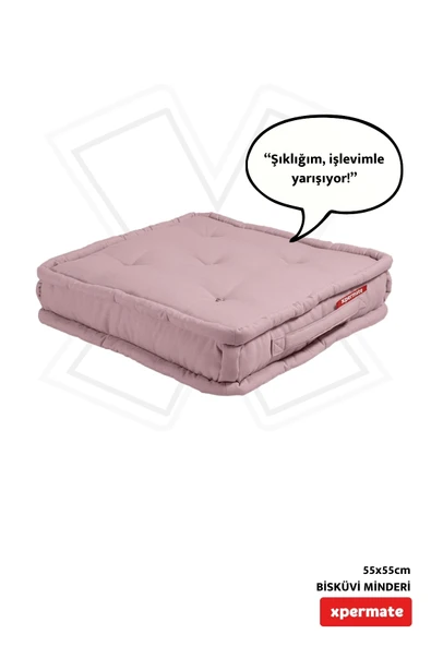 XPERMATE Bisküvi Minder Petek Önü Palet Üstü Minderi Fransız Minder Bank ve Bahçe Minderi 55x55x14 cm Pembe ürün görseli