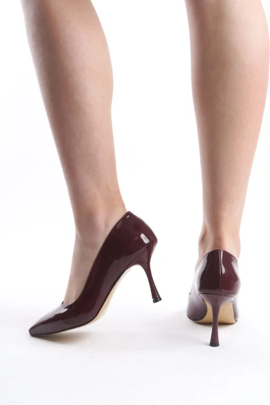 Kadın Scarlet Bordo Rugan 9 Cm İnce Topuklu Sivri Burun Stiletto - 3