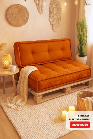 XPERMATE Bisküvi Minder Petek Önü Palet Üstü Minderi Fransız Minder Bank ve Bahçe Minderi 60X120x14 cm Kiremit - 4