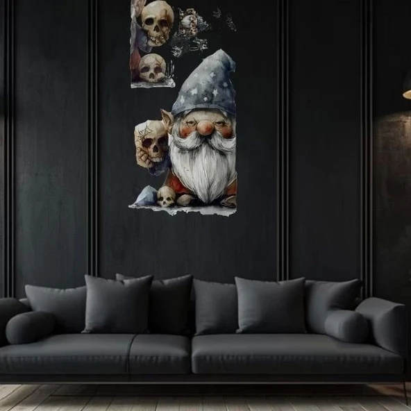 Gotik Cüce ve Kafatası Halloween Duvar Sticker Seti - 2