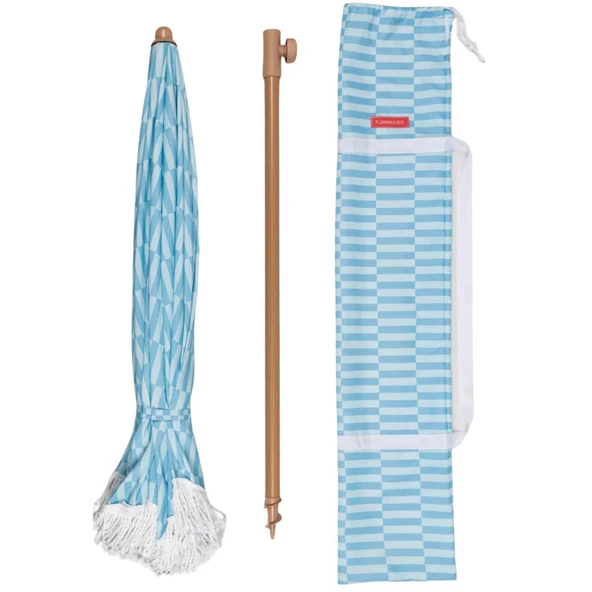 CARAMEL-CIZGILI MAVI SEMSIYE PUSKULLU - 3