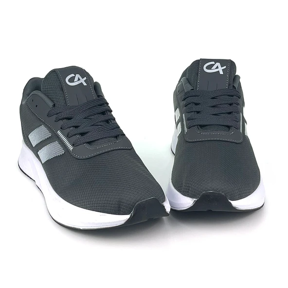 Erkek Füme Beyaz Bağcıklı Nefes Alan Esnek Hafif Günlük Sneaker Spor Ayakkabı - Resim 3