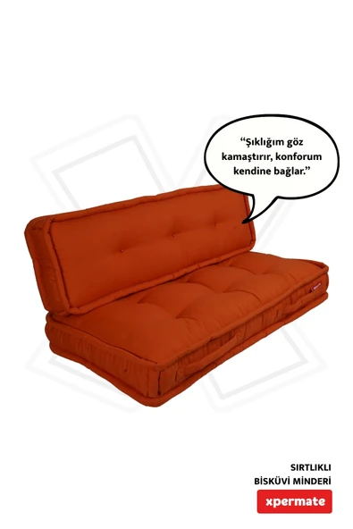 XPERMATE Bisküvi Minder Petek Önü Palet Üstü Minderi Fransız Minder Bank ve Bahçe Minderi 60X120x14 cm Kiremit - 1