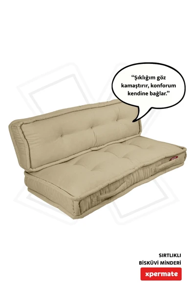 XPERMATE Bisküvi Minder Petek Önü Palet Üstü Minderi Fransız Minder Bank ve Bahçe Minderi 60X120x14 cm Bej ürün görseli
