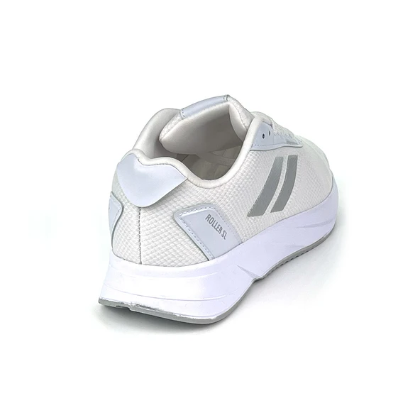 Erkek Beyaz Gümüş Bağcıklı Nefes Alan Esnek Hafif Günlük Sneaker Spor Ayakkabı - Resim 5