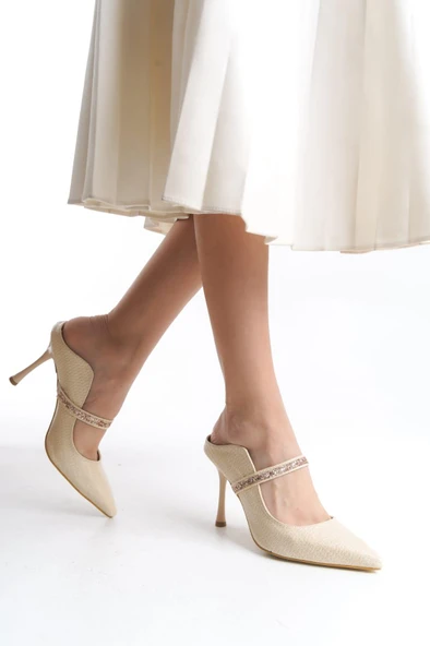 Kadın Mavera Kırem Rugan 9 Cm İnce Topuklu Sivri Burunlu Arkası Acık Tasarım Stiletto - 3