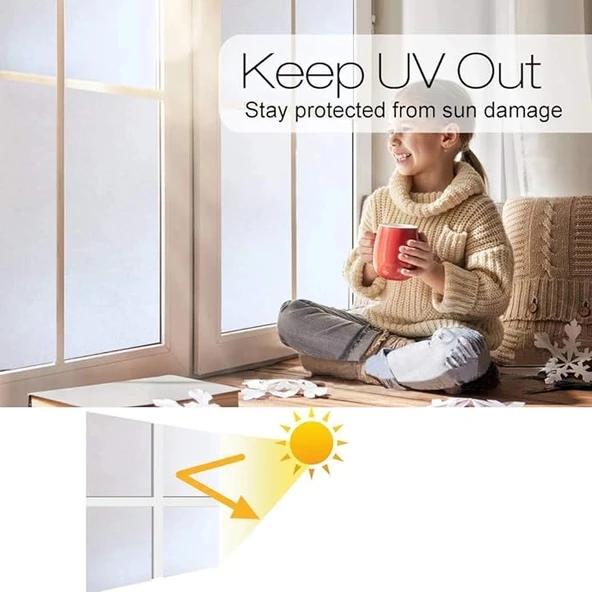 UV Engelleyici Buzlu Cam Filmi 2 Metre x 45 Cm. - Resim 5