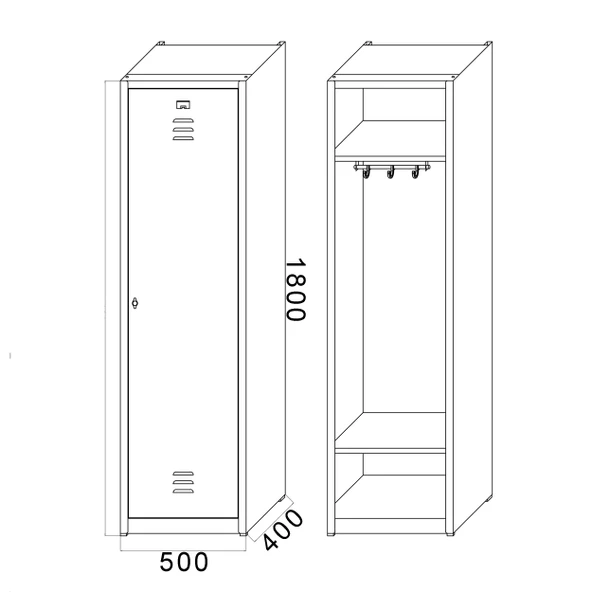 Tekli Soyunma Dolabı Metal 1 Kişilik İşçi Dolabı - Resim 6