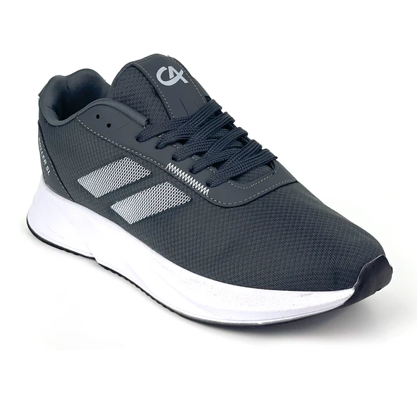 Erkek Füme Beyaz Bağcıklı Nefes Alan Esnek Hafif Günlük Sneaker Spor Ayakkabı - Resim 2