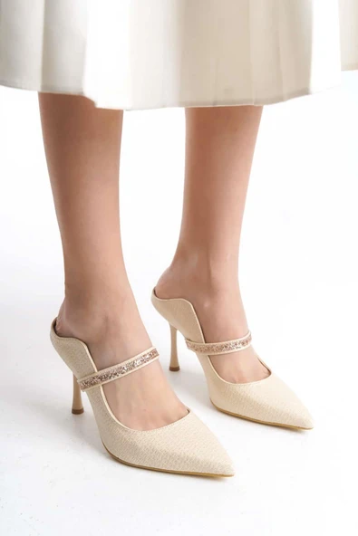 Kadın Mavera Kırem Rugan 9 Cm İnce Topuklu Sivri Burunlu Arkası Acık Tasarım Stiletto - 2