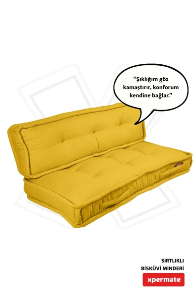 XPERMATE Bisküvi Minder Petek Önü Palet Üstü Minderi Fransız Minder Bank ve Bahçe Minderi 60X120x14 cm Sarı ürün görseli