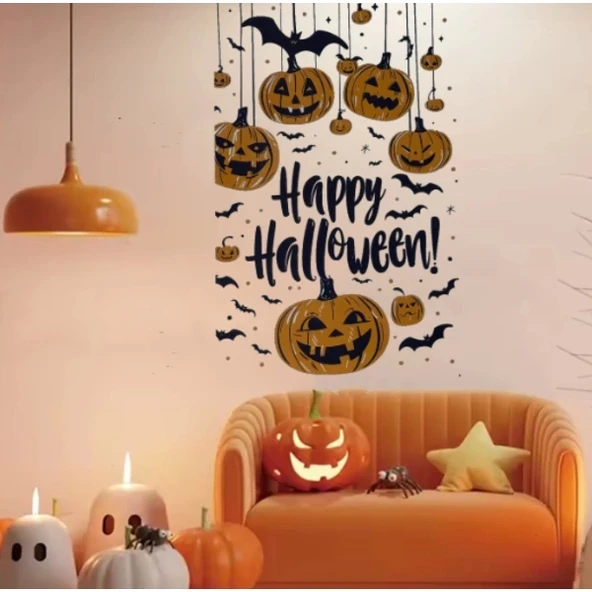 Halloween Temalı Balkabaklı Duvar Sticker Seti - 2