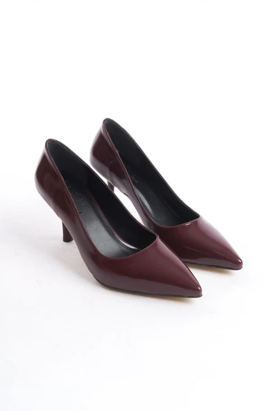 Kadın Scarlet Bordo Rugan 9 Cm İnce Topuklu Sivri Burun Stiletto - 4