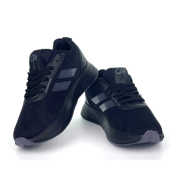 Erkek Siyah Füme Bağcıklı Nefes Alan Esnek Hafif Günlük Sneaker Spor Ayakkabı - 7