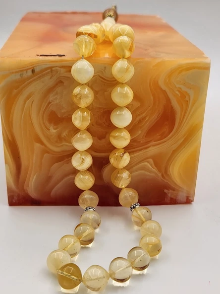 Beyaz Hareli Katalin Tesbih Hammaddesi ürün görseli