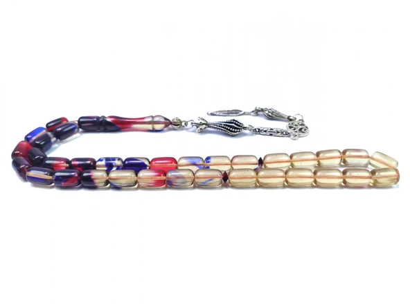 Hareli Süzme Kapsül Kesim Ateş Kehribar Tesbih - Resim 2