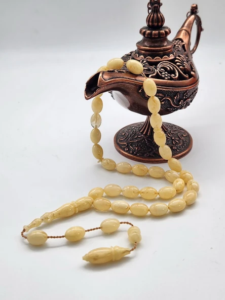 Usta İşçilikli Beyaz Hareli KatalinTesbih - Resim 3