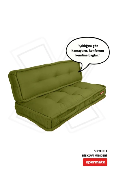 XPERMATE Bisküvi Minder Petek Önü Palet Üstü Minderi Fransız Minder Bank ve Bahçe Minderi 60X120x14 cm Yeşil ürün görseli