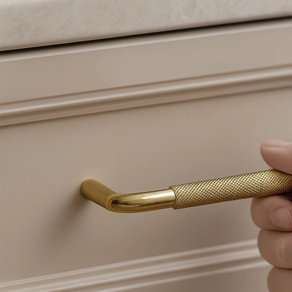 Tırtıklı Altın Gold Metal Kulp 128 mm 12.8 cm Mobilya Çekmece Dolap Dolabı Modern Kapak Kulpları - Resim 4