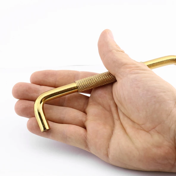 Tırtıklı Altın Gold Metal Kulp 128 mm 12.8 cm Mobilya Çekmece Dolap Dolabı Modern Kapak Kulpları - Resim 3