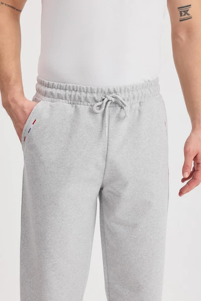 Erkek Yanları Cepli Gri Bermuda Diz Altı Kapri Beli Ayarlanabilir Lastikli Uzun Şort MTLCE108 - Resim 4