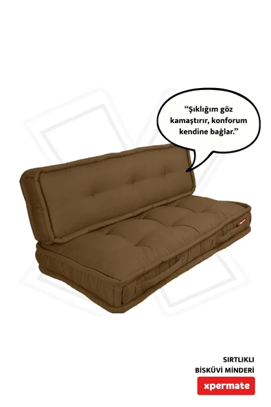 XPERMATE Bisküvi Minder Petek Önü Palet Üstü Minderi Fransız Minder Bank ve Bahçe Minderi 60X120x14 cm Kahve ürün görseli