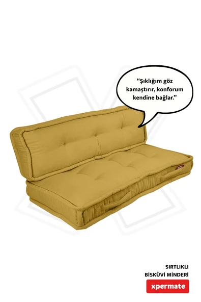 XPERMATE Bisküvi Minder Petek Önü Palet Üstü Minderi Fransız Minder Bank ve Bahçe Minderi 60X120x14 cm Hardal ürün görseli