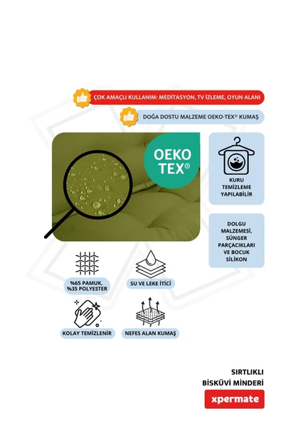 XPERMATE Bisküvi Minder Petek Önü Palet Üstü Minderi Fransız Minder Bank ve Bahçe Minderi 60X120x14 cm Yeşil - Resim 3