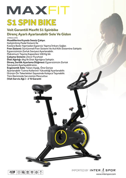 Max Fit Voit Garantili Maxfit S1 Spinbike Direnç Ayarlı Ayarlanabilir Sele Ve Gidon - 3
