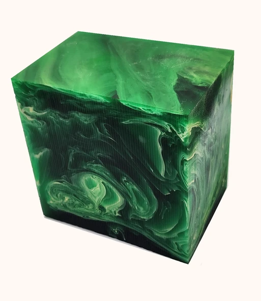 Yeşil Beyaz Hareli Katalin Tesbih Hammaddesi - Resim 4