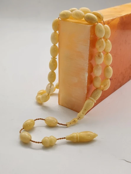 Usta İşçilikli Beyaz Hareli KatalinTesbih - Resim 2