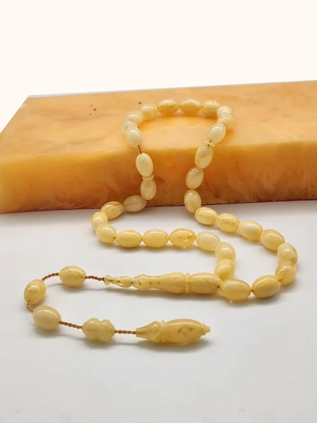 Usta İşçilikli Beyaz Hareli KatalinTesbih ürün görseli