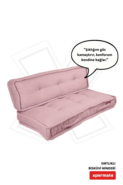 XPERMATE Bisküvi Minder Petek Önü Palet Üstü Minderi Fransız Minder Bank ve Bahçe Minderi 60X120x14 cm Pembe ürün görseli