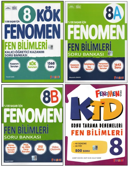 FENOMEN 8. SINIF FEN BİLİMLERİ KÖK+8A+8B+KONU TARAMA D. FEN B. (4 KİTAP) ürün görseli