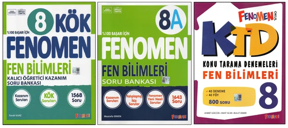 FENOMEN 8. SINIF FEN B. KÖK+8A+KONU TARAMA D. (3 KİTAP) ürün görseli
