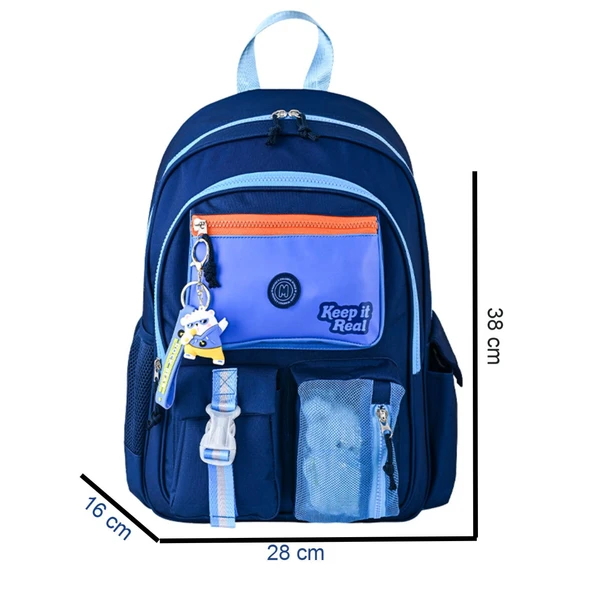 Muggle 3 Bölmeli Deep Blue Okul Sırt Çantası + Beslenme Çantası + Kalemlik - Resim 2