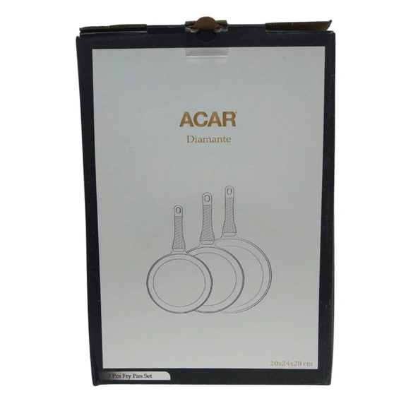 Acar Diamante 3 lü Döküm Granit Tava Seti Siyah - 2