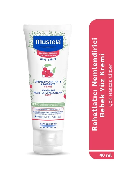 Mustela Çok Hassas Ciltler için Rahatlatıcı Nemlendirici Bebek Yüz Kremi 40 ml