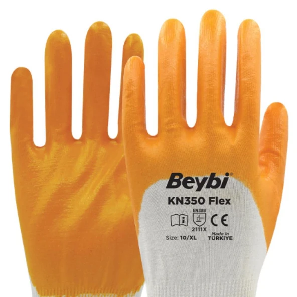 Beybi KN350 Nitril Kaplı Örme Eldiven No:10 - 1