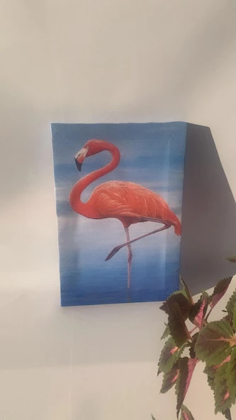 Deniz Kenarıda Flamingo Natürel Tasarım Ahşap Çerçeve Ev İşyeri Ofis Duvar Kanvas Tablo ANML3 - Resim 4