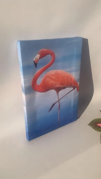 Deniz Kenarıda Flamingo Natürel Tasarım Ahşap Çerçeve Ev İşyeri Ofis Duvar Kanvas Tablo ANML3 - Resim 7