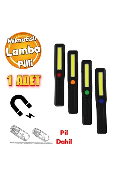 KANDİLLER Pilli El Feneri Kamp Lambası Mıknatıslı Renkli Işıldak Açılı Led Fener Oto Tamir - 1