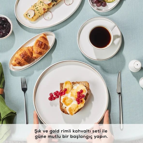 Karaca Stream Bone Sunset 34 Parça 6 Kişilik Kahvaltı Takımı Gold - Resim 6