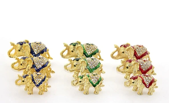 Swarovski Taşlı 3'lü Fil Figürü Model 1 ürün görseli 1