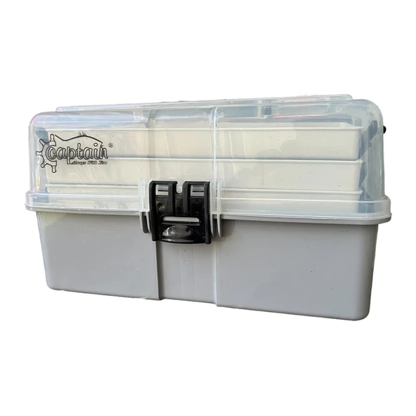Captain 3 Raflı Gri Balıkçı Kutusu ürün görseli 1