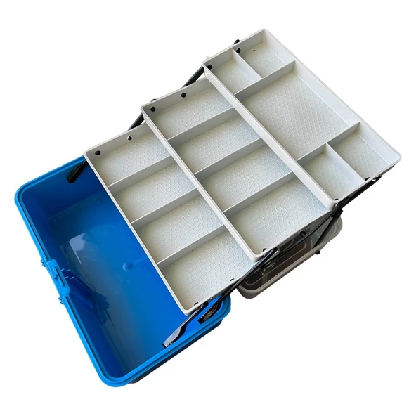 Captain 3 Raflı Mavi Balıkçı Kutusu - Resim 2