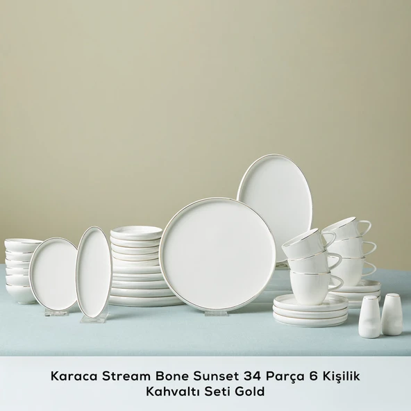 Karaca Stream Bone Sunset 34 Parça 6 Kişilik Kahvaltı Takımı Gold - Resim 4
