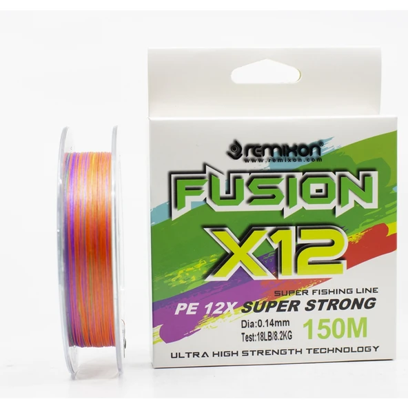 Remixon Fusion 12B Multicolor 150m İp Misina Kalınlık (mm) : 0,18mm ürün görseli 1