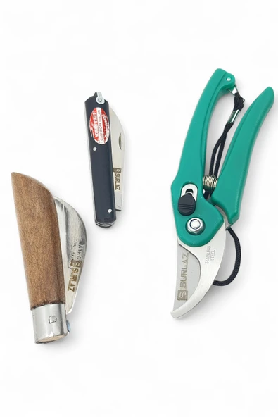 Budama Makası 3'Lü Set Bıçak Gül Makası Bıçkı Kolay Kullanım Çok Amaçlı Set - 2